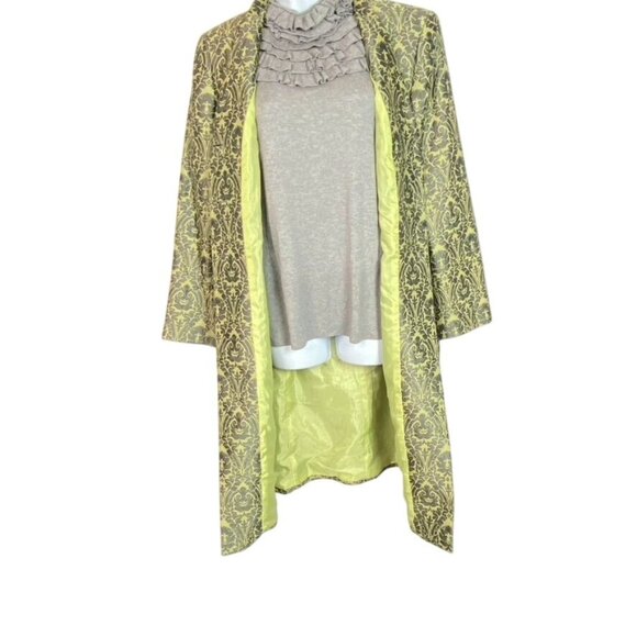 Vintage Kasper 55% Silk Brocade  Mango Structured Coat Size 14 Gray & Green - Picture 3 of 10